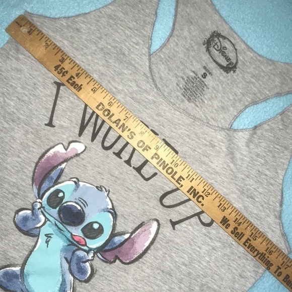 DISNEY STITCH tank top “I Woke Up Like This” racer back style graphic size S - Picture 6 of 6